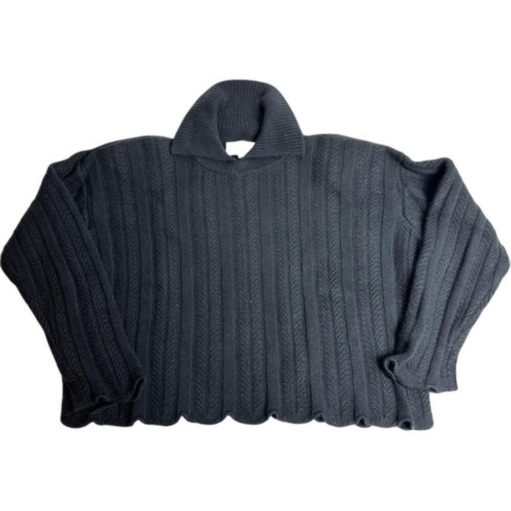 St. John Collection‎ cable knit Black Long Sleeve Sweater Womens Medium M KC
